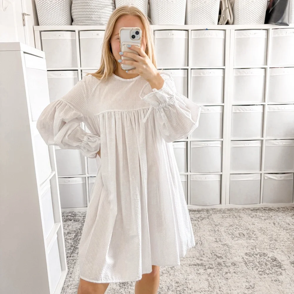 Mette Bjerg Striped Long Sleeve Mini Dress